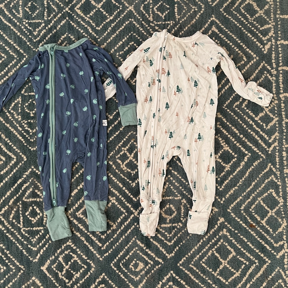 Set of Two Baby Pajamas with Tree Patterns